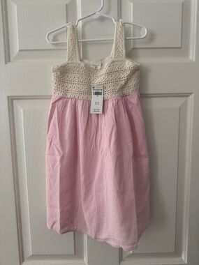 abercrombie kids Cream Crochet Top Pink Skirt Dress - new with tags - size 5/6